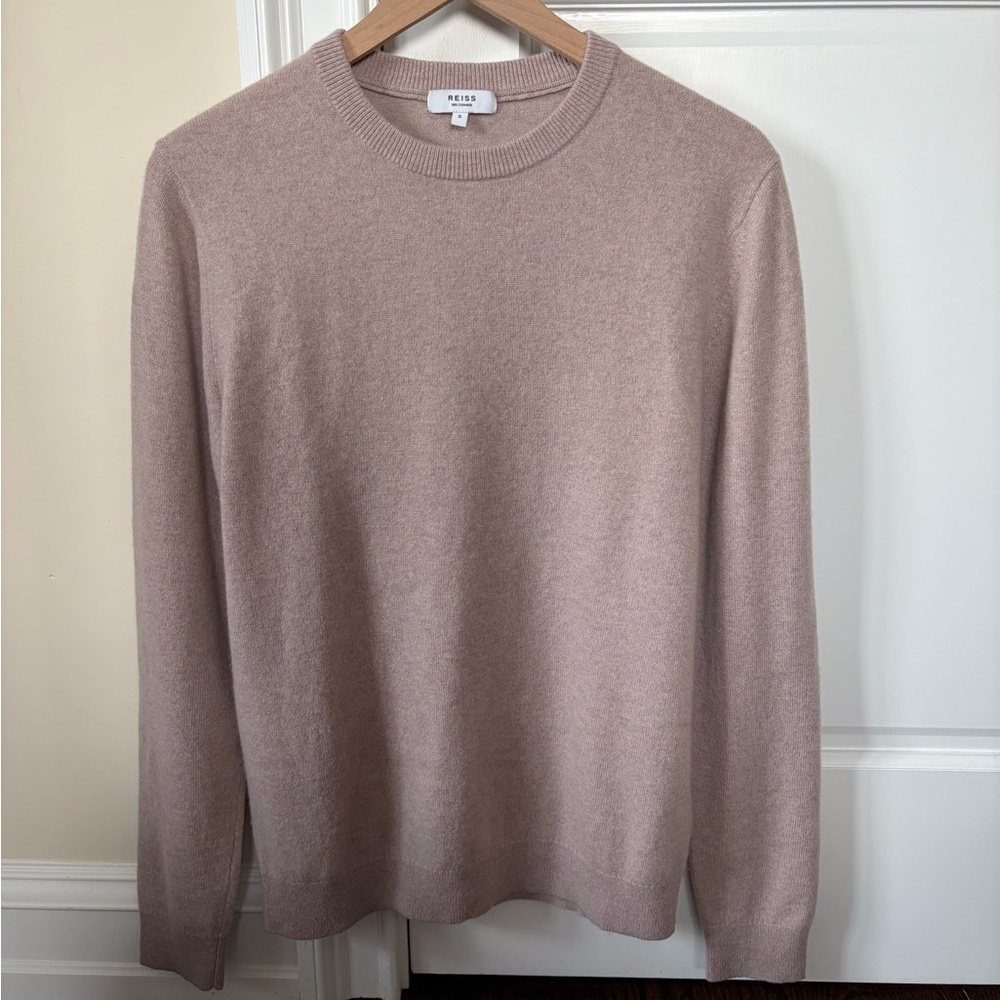 Reiss Men's Soft Blush/Pink Crewneck Cashmere Sweater